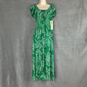 Nuevo Vestido Kindred Anthropologie Verde Floral Maxi Calado Boho en Niveles Talla PM - Imagen 1 de 15