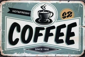 Coffee Menu Cafe Rustic Vintage Metal Tin Signs Man Cave, Shed, Bar & Home decor - Picture 1 of 2