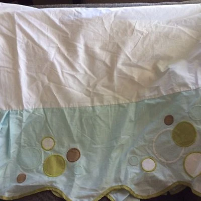 Migi Baby Crib Skirt Dust Ruffle Fish Bubbles Splash Unisex Boy Girl Blue Green  - Image 1 of 4