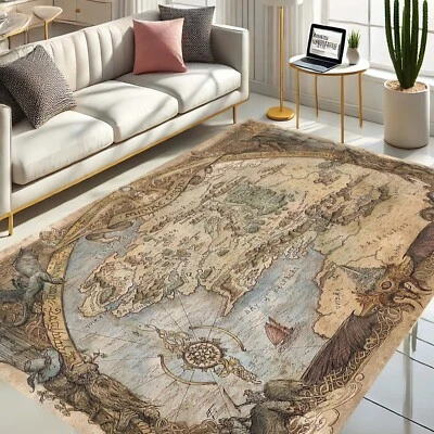Middle Earth Map Rug, Lotr Unique Design, High-Quality Material, Perfect - Image 1 of 4
