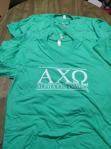 Alpha Chi Omega VNeck Shirt Lot 4 Size Large & Xl Sorority Fraternity Greek AXO - Picture 1 of 9