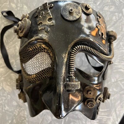 Venetian Steampunk Silver Half Fancy Mask Adult Masquerade Costume Accessory - Image 1 of 4