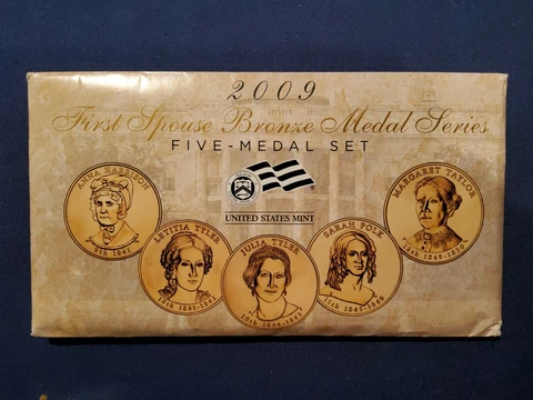2009 First Spouse Bronze Medal Set -- Five Medals in Original Mint Packaging Cover