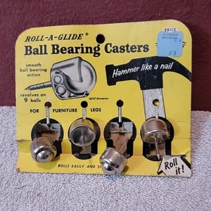 Vintage Lot of Roll-A-Glide Nail On Ball Casters Original Packaging - 4ct - Picture 1 of 15