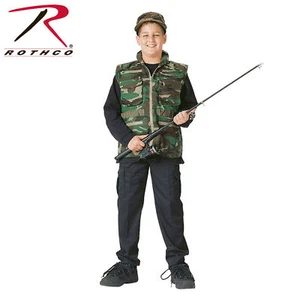 CAMOFLAGE BOYS 8555 ROTHCO KIDS RENGER VEST CAMO ARMY VEST SIZES XS- S- M-L-XL - Picture 1 of 2