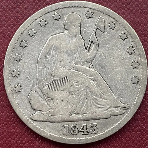 1843 Seated Liberty Half Dollar 50c Better Grade #53279 Cover