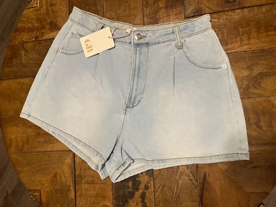 Pantalones cortos de mezclilla plisados de tiro medio GB Juniors, azul claro talla 11 (B10) Foto 1 de 4