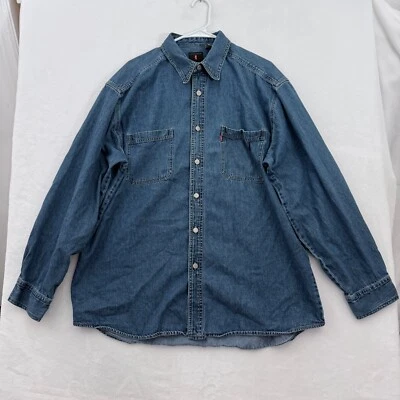 Levis Denim Shirt Mens L Blue Metal Button Pocket Western Ranch Rodeo Cowboy - Image 1 of 4