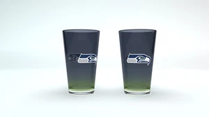 NFL Seattle Seahawks 2er Pint Glass Glasses Set Beer Glass 475ml Team Colours - Picture 1 of 1