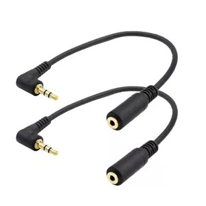 2Pk 90 Degree 2.5mm Male to 3.5mm Female Headphone Converter Adapter Audio Cable - Picture 1 of 4