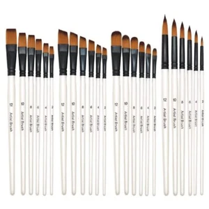 Nylon Art Brush Set 4 Packs of 24 PCS for Miniature Oil Watercolor Painting - Picture 1 of 7