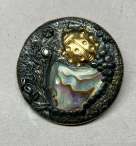 antike kleine Brosche Schmuck Trachten Marienkäfer Perlmutt um 1930  [4037-4] - Picture 1 of 4