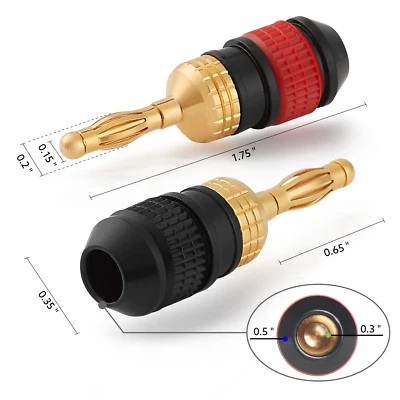 WGGE WG-008 24K Gold Safety Connector Banana Plugs (5 Pairs) (10 plugs ) - Image 1 of 4