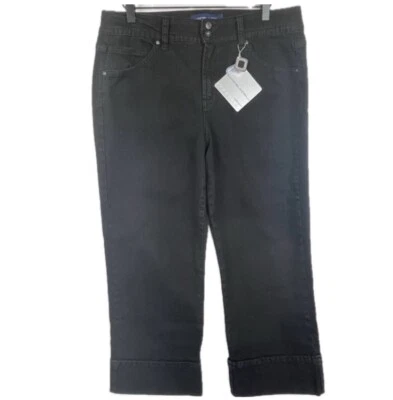 Pantalones de mezclilla BandolinoBlu capri para mujer talla 12 negros tiro alto entrepierna de 24 pulgadas Foto 1 de 4
