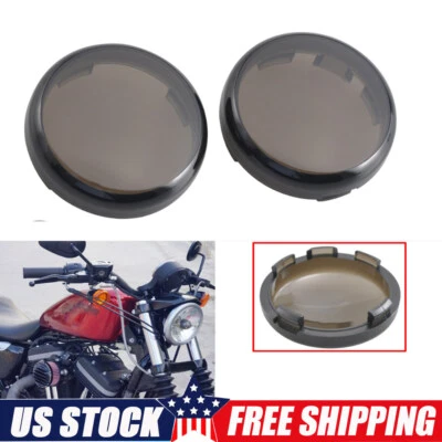 For Harley Sportster 883 1200 Dyna 2PCS Turn Signal Light Smoked Lens Covers US - Image 1 of 4