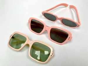 3 PAIRS OF MIDCENTURY ORIGINAL VINTAGE COLLECTORS 1960s PINK FRAMED SUNGLASSES - Picture 1 of 13