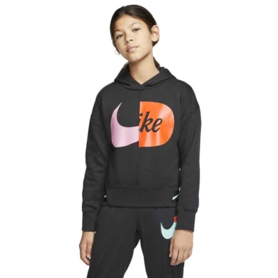 Sudadera con capucha Nike para niños y niñas NSW FLC Just Do It. Negro. Talla mediana. (10-12 niños grandes) Foto 1 de 4