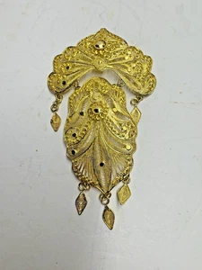 Vintage Gold Tone Brooch Necklace 5.5 inches Long 3 1/4 inches wide Used - Picture 1 of 4