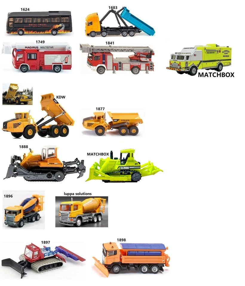 1/87 SIKU VOLVO LIEBHERR BULLDOZER SCANIA cement MIXER PistenBully Snow Groomer - Image 1 of 1