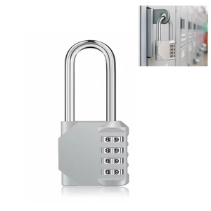 4 Digit Combination Padlock Heavy Duty Long Shackle Gym Luggage Travel Locker - Picture 1 of 12