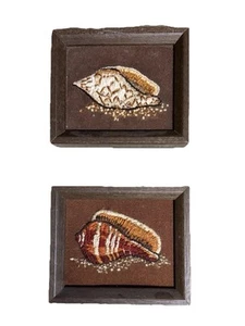 2 Shell Needle Work,Pictures 6”x 5” X 1 1/2”Hand Made Professionally Framed 1978 - Picture 1 of 8
