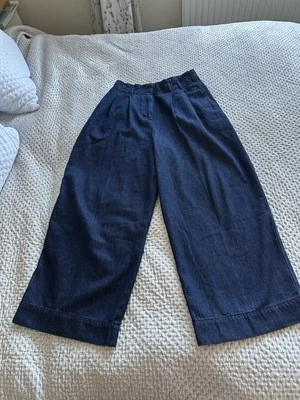 Toast Blue Denim Cotton Hemp Wide Leg High Waist Jeans Size 12 TALL 28L Retro - Image 1 of 4