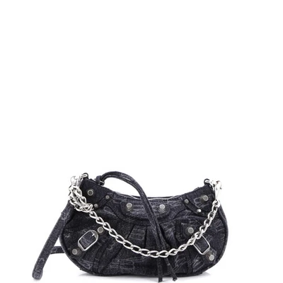 Balenciaga Le Cagole Giant Studs Shoulder Bag BB Monogram Denim Mini - Image 1 of 4