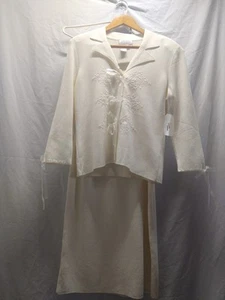 Adrianna Papell Womens Cream 2 Piece Embroidered Set Size Medium Wedding Church - Picture 1 of 14