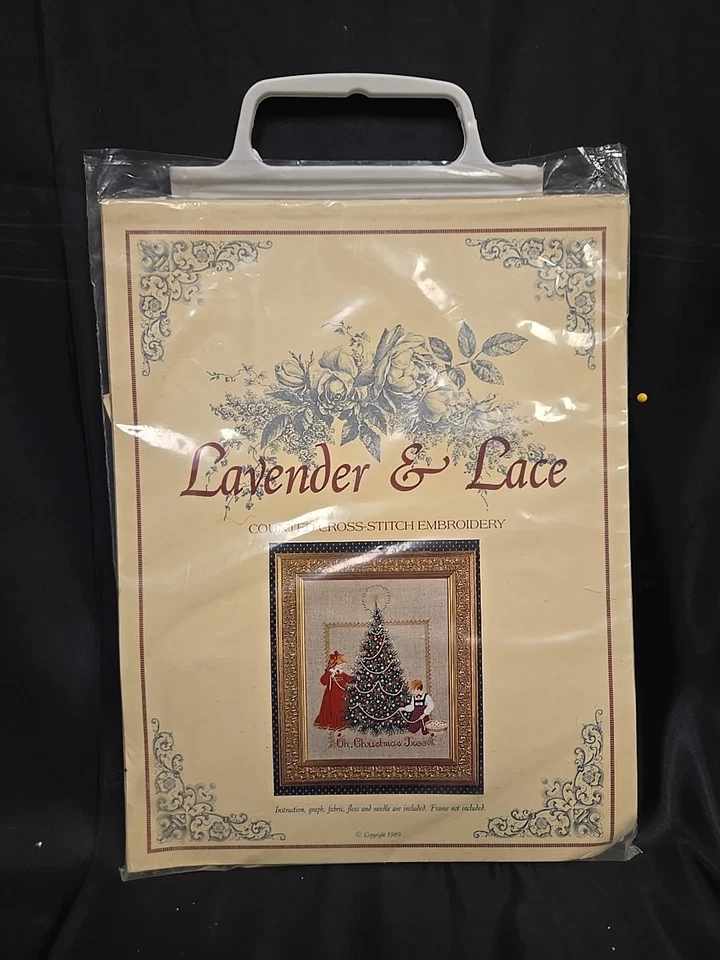 NOS Lavender & Lace OH CHRISTMAS TREE Counted Cross Stitch Chart Pattern Vintage - Image 1 of 4