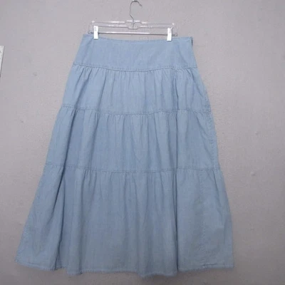 Falda Lauren Ralph Lauren 12 Azul Midi Niveles Cottage Core Boho Pradera Occidental Foto 1 de 4