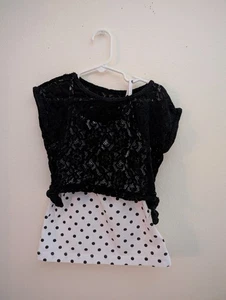 Faded Glory kids girls size (6-6x) black & white polka dot top that detaches - Picture 1 of 7