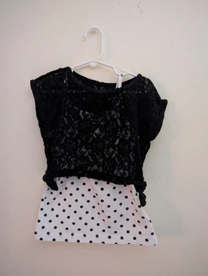 Faded Glory kids girls size (6-6x) black & white polka dot top that detaches - Image 1 of 4
