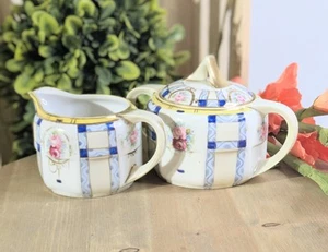 Vintage Nippon Porcelain Hand Painted Creamer and Sugar Bowl - Picture 1 of 8
