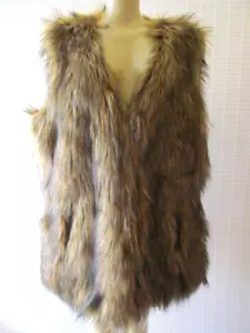 IMAN BROWN MIX FUZZY FAUX FUR SLEEVELESS VEST SIZE L - NWT - Picture 1 of 5