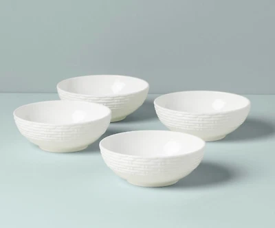 JUEGO DE 4 TAZONES TODO USO LENOX WICKER CREEK PORCELANA HUESO BLANCO 6.25" 20 OZ NUEVO Foto 1 de 4