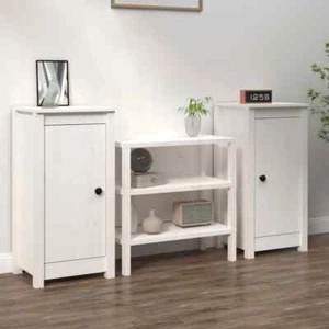 2pcs Pinewood Sideboard Buffet Cabinet Storage Cupboard Shelf Pantry Kitchen Ra - Picture 1 of 12