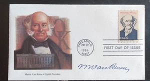 PRESIDENT MARTIN VAN BUREN FLEETWOOD CACHET 1986 FDC VF UNADDR - Picture 1 of 1