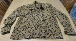 I. B. Diffusion Women's 100% Silk Blouse Dry Clean Only Brown Animal Print - Picture 1 of 5