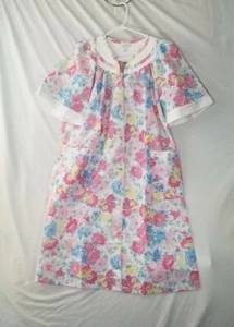 Vtg Morning News 1980’s 80’s Loungewear Housecoat Robe Snap Buttons Medium USA - Picture 1 of 4