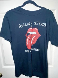 The Rolling Stones North American Tour 75' Mens Black T-Shirt Size M - Picture 1 of 2