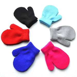 1 Paar Winter Einfarbig Strickhandschuhe Warme Handschuhe Voll Finger Kleinki < - Bild 1 von 25