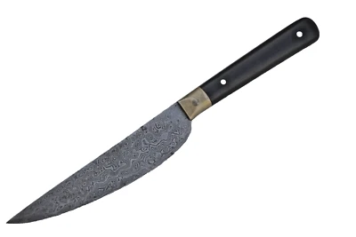 CUCHILLO PARA CARNE DAMASCO PERSONALIZADO 7.3" Cuchillo utilitario | Mango de CUERNO Y LATÓN Foto 1 de 4