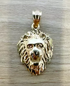 14K Yellow Gold 3D Lion Head Charm - Picture 1 of 3
