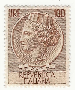 1955 Repubblica - 100 L. bruno "Turrita" tipo del '54 MNH** - Picture 1 of 1