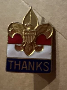 Boy Scouts BSA Thanks Enamel Pin Eagle Fleur de lis Insignia Vintage Thanks Pin - Picture 1 of 3