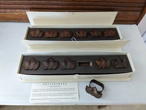 POTTERY BARN MAPLE LEAF NAPKIN RINGS SET OF 6 Cast Brass Hand Crafted - Picture 1 of 1