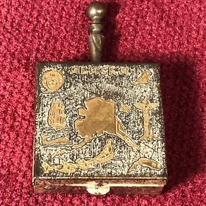 Vintage 10 kt Gold Inlay Alaska Pocket Ashtray  - Picture 1 of 10