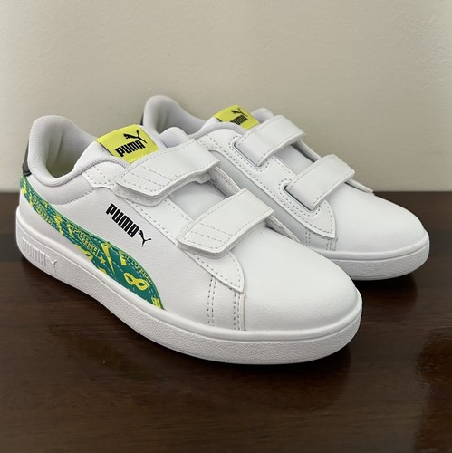 Scarpe da ginnastica Puma Youth Boys (Smash 3.0 Masked Hero) bianche slip on taglia 3C