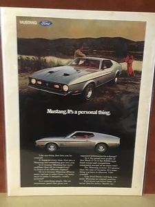 Ford Mustang Mach I 1971 plateado anuncio de página completa ¡bonito!¡! - Imagen 1 de 1