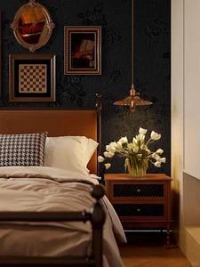 Wallpaper 78.7"x17.3" Thicken Embossed Flower Peel and Stick Wallpaper Black ... - Picture 1 of 12